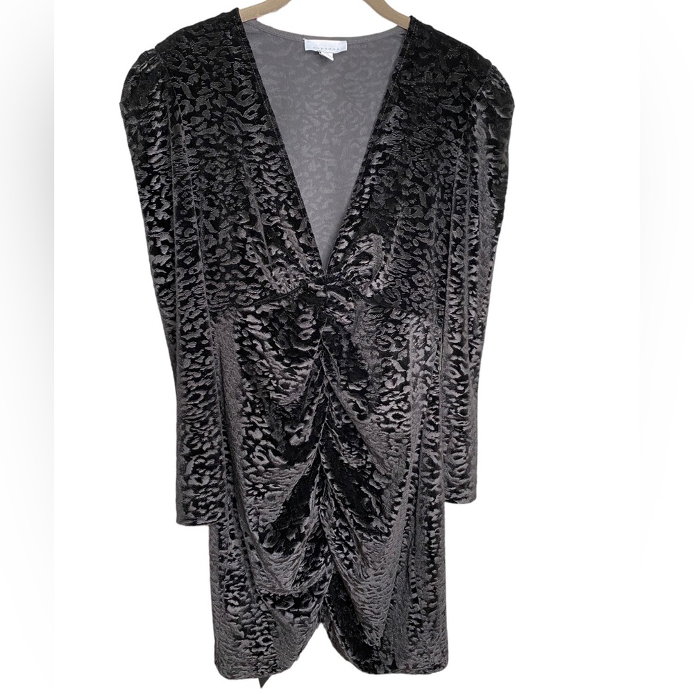 Topshop Black Velvet Leopard Dress Women’s US8